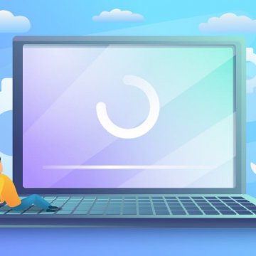 features advanced system repair optimizing software cleaning open laptop buffering settings tiny workers with wrench on keyboard